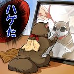  flying_squirrel lowres mamoru_(pixiv) mirror no_humans petya squirrel tape translated 