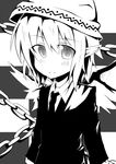  alternate_costume animal_ears bad_id bad_pixiv_id chain contemporary formal greyscale hat monochrome mystia_lorelei short_hair simple_background solo suit touhou tunamayochan wings 