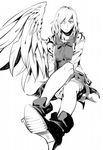  bow bowtie dress greyscale highres jacket kishin_sagume monochrome open_clothes ruukii_drift shirt short_hair simple_background single_wing sketch solo touhou white_background wings 