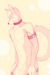  2015 anthro canine collar dog fully_sheathed fur girly hair husky looking_at_viewer mako male mammal multicolored_fur nialus nude pink_fur sheath sketch smirk solo standing two_tone_fur undressing white_fur white_hair 