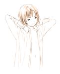  dress_shirt flat_chest monochrome open_clothes open_shirt original shirt short_hair simple_background sketch solo traditional_media white_background yoshitomi_akihito 
