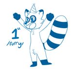  2015 8chan anthro birthday_hat cub male mammal nate_(8chan) open_mouth raccoon simple_background solo unknown_artist white_background young 