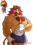  animal_crossing bike_shorts bulge clothed clothing demondragoncyan facial_hair half-dressed huge_muscles male muscular mustache nintendo rory_(animal_crossing) shorts solo topless video_games 