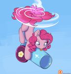  2015 alasou blue_eyes cannon earth_pony equine female flying friendship_is_magic fur hair horse mammal my_little_pony party_cannon pink_fur pink_hair pinkie_pie_(mlp) pony ranged_weapon solo tongue tongue_out weapon 