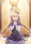  :o blonde_hair bow braid closed_eyes cross cross_necklace dress flower hair_ribbon hat jewelry long_hair long_sleeves magi_in_wanchin_basilica necklace nun pantyhose praying ribbon snowflakes solo statue striped striped_bow twin_braids very_long_hair vococo white_legwear xiao_ma 