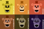  animatronic bear brown_background browniecomicwriter five_nights_at_freddy&#039;s five_nights_at_freddy&#039;s_2 freddy_(fnaf) golden_freddy_(fnaf) hat machine mammal mike_schmidt minimalist orange_background phantom_freddy purple_background red_background restricted_palette robot shadow_freddy simple simple_background top_hat toy_freddy_(fnaf) video_games yellow_background 
