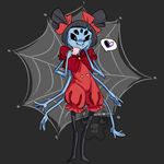  &lt;3 2015 anthro arachnid arthropod berobelt black_eyes black_hair blue_skin clothing distracting_watermark dress fangs female hair hair_bow monster muffet multi_limb multiple_eyes smile solo speech_bubble spider spider_web tea_cup undertale watermark 