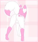 2015 all_fours anthro backsack balls butt canine darknader dipstick_tail freckles fur girly hair looking_away male mammal multicolored_fur multicolored_hair multicolored_tail pink_fur pink_hair rear_view signature solo toeless_(marking) two_tone_fur two_tone_hair white_fur white_hair 