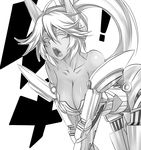  1girl breasts closed_eyes coyote_tango dos_(james30226) greyscale headgear large_breasts mecha_musume monochrome open_mouth pacific_rim personification ponytail sexually_suggestive solo 