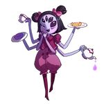  &lt;3 alpha_channel anthro arachnid arthropod black_eyes black_hair clothing croissant dialogue doughnut dress english_text fangs female food hair hair_bow looking_at_viewer monster muffet multi_limb multiple_eyes one_eye_closed open_mouth shattered-earth smile solo spider spider_web tea_cup tea_pot text undertale 