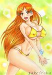  :d artist_name bad_id bad_pixiv_id bikini bleach blush breasts brown_eyes brown_hair covered_nipples inoue_orihime large_breasts marker_(medium) navel open_mouth orange_hair pastel_(medium) smile solo swimsuit takecha traditional_media yellow_bikini 