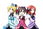  ayase_eli bibi_(love_live!) black_hair blonde_hair blue_eyes highres kira-kira_sensation! kuena love_live! love_live!_school_idol_project multiple_girls nishikino_maki ponytail purple_eyes red_eyes red_hair short_hair twintails yazawa_nico 