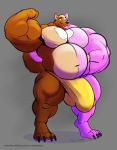  anthro belly big_belly canine clothing flexing fur huge_bulge hyper hyper_belly male mammal multicolored_fur musclegut muscular muscular_male open_mouth siriusdog smile solo standing two_tone_fur underwear 