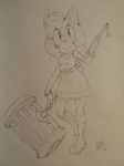  amy_rose anthro argento female hammer piko_piko_hammer simple_background sketch solo sonic_(series) tools traditional_media_(artwork) 