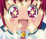  blush highres hoshizora_miyuki precure red_eyes school_uniform screencap smile_precure! sparkling_eyes 