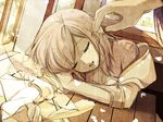  ayamisiro closed_eyes estellise_sidos_heurassein gloves long_hair petals pink_hair sketch sleeping smile solo_focus tales_of_(series) tales_of_vesperia yuri_lowell 