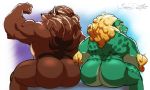  anthro butt canine duo flexing hair huge_muscles looking_back male mammal muscular muscular_male nude siriusdog sitting smile tongue tongue_out 