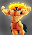  anthro armpit_hair clothing colored_sketch flexing loincloth looking_at_viewer male muscular muscular_male nintendo open_mouth pecs pok&eacute;mon pok&eacute;mon_(species) siriusdog solo standing typhlosion video_games 