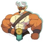  alpha_channel anthro antlers body_hair cervine chest_hair horn looking_at_viewer male mammal muscular muscular_male pecs simple_background siriusdog solo transparent_background 