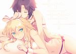  black_hair blonde_hair breasts closed_eyes green_eyes hair_ribbon hoshii_miki idolmaster idolmaster_(classic) kikuchi_makoto long_hair medium_breasts multiple_girls ribbon satori0121 short_hair small_breasts yuri 