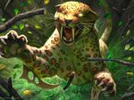  blade claws daniel_ljunggren fangs feline glowing glowing_eyes leaves leopard magic_the_gathering mammal 
