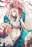  blonde_hair dress flower highres jewelry kagerou_project key kozakura_marry long_hair necklace petals red_eyes solo syeoseul 