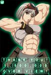  abs ahoge armpits arms_behind_head arms_up breasts cameltoe erect_nipples extreme_muscles female gloves goggles goggles_on_head highres hips muscle ren_(tainca2000) solo thank_you 