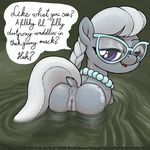  anus bog cub cursive equine female friendship_is_magic horse looking_at_viewer mammal mud my_little_pony pony presenting pussy silver_spoon_(mlp) smudge_proof solo text water young 
