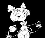  animated anthro arachnid arthropod black_and_white blush fangs female monochrome monster muffet multi_limb multiple_eyes smile sollarian solo spider spoon stirring tea_cup tea_pot undertale 