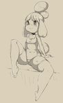  animal_crossing belly canine chubby clothing coffeechicken dog female isabelle_(animal_crossing) mammal monochrome nintendo swimsuit video_games 