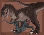  2015 cum dinosaur duo female feral fersir male male/female penetration penis sex sharp_teeth size_difference teeth tyrannosaurus_rex 