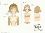  arms_behind_back artist_request bra breasts brown_eyes brown_hair character_sheet closed_eyes copyright_name english forte_(symbol) hair_ornament hairclip looking_at_viewer multiple_girls multiple_persona nude official_art scar senki_zesshou_symphogear short_hair simple_background small_breasts tachibana_hibiki_(symphogear) translation_request underwear underwear_only white_background 