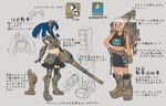 bandaid bandaid_on_nose bike_shorts blue_hair blush boots breasts brown_hair cannon character_name character_sheet commentary_request dark_skin elbow_gloves emblem eyebrows gloves hand_on_hip large_breasts mc_axis mecha_musume midriff mikoyan military multiple_girls navel personification ponytail red_eyes short_hair skirt small_breasts smile thick_eyebrows thighhighs translation_request twintails type_10_(tank)_(personification) type_90_tkr_(personification) white_hair 