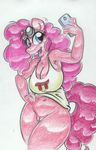  2015 anthro anthrofied blue_eyes breasts cellphone cleavage clothed clothing equine eyewear female friendship_is_magic goggles hair horse king-cheetah mammal my_little_pony navel phone pi pink_hair pinkie_pie_(mlp) pony pussy selfie solo 