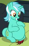  2015 badumsquish belly big_belly cutie_mark equine female friendship_is_magic green_hair hair horn inside lyra_heartstrings_(mlp) mammal multicolored_hair my_little_pony sitting smile solo two_tone_hair unicorn vore white_hair yellow_eyes 