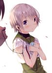  blue_eyes cd_player crying crying_with_eyes_open earphones gakkou_gurashi! highres looking_at_viewer naoki_miki school_uniform shared_earphones short_hair shouin silver_hair solo_focus tears 