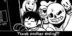  ambiguous_gender black_and_white bone caprine dialogue english_text eye_patch eyewear female fish goat group hair horn human machine male mammal marine mettaton monochrome monster open_mouth papyrus_(undertale) parody protagonist_(undertale) robot sans_(undertale) skeleton smile sweat text toriel undertale undyne unknown_artist 