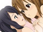  2girls black_hair brown_eyes brown_hair hirasawa_yui k-on! long_hair multiple_girls nakano_azusa nude pokowachikusu short_hair yuri 