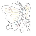  anthro beautifly breasts cute female looking_at_viewer nintendo nipples nude pok&eacute;mon posexe pussy simple_background smile solo tongue video_games white_background 