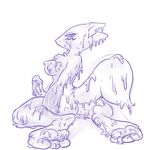  black_and_white breasts butt cum cum_covered dickgirl digimon dripping erection excessive_cum fur half-closed_eyes intersex kneeling lonbluewolf looking_at_viewer messy monochrome nipples penis renamon simple_background sketch solo 