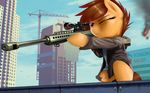  city clothing earth_pony equine fan_character female feral grand_theft_auto gun horse mammal my_little_pony one_eye_closed outside pony ranged_weapon red_eyes rifle rockstar_games sniper_rifle solo supermare_(artist) weapon 