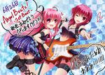  :d ;d alternate_costume angel_beats! fang guitar instrument iwasawa long_hair microphone microphone_stand multiple_girls one_eye_closed open_mouth pink_eyes pink_hair red_eyes red_hair school_uniform serafuku short_hair smile tazu two_side_up yui_(angel_beats!) 