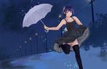  glasses hakamichi_shizune highres ichigo_milku katawa_shoujo night parasol short_hair smile solo umbrella 