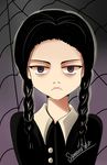  addams_family blonde_hair braid highres purple_eyes solo twin_braids wednesday_addams 