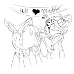  &lt;3 &lt;3_eyes anthro arachnid arthropod banner black_and_white disembodied_hand english_text fangs female feral hair_bow lifting monochrome muffet multi_limb multiple_eyes open_mouth sign solo_focus spider text undertale unknown_artist 