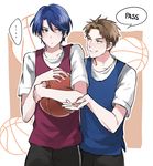  1girl basketball blue_hair brown_hair english gekkan_shoujo_nozaki-kun green_eyes height_difference hori_masayuki kashima_yuu reverse_trap short_hair sportswear warable 