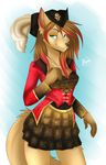  2015 aimi anthro canine clothing female mammal pirate_clothing pirate_hat red_highlights solo 