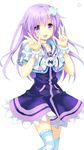  absurdres bad_id bad_pixiv_id bracelet choker cosplay d-pad d-pad_hair_ornament double_v hair_ornament highres jacket jewelry kami_jigen_game_neptune_v long_hair narinn nepgear neptune_(choujigen_game_neptune) neptune_(choujigen_game_neptune)_(cosplay) neptune_(series) purple_eyes purple_hair sketch skirt solo striped striped_legwear thighhighs v zettai_ryouiki 