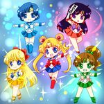  aino_minako bare_legs bishoujo_senshi_sailor_moon blonde_hair blue_choker blue_eyes blue_hair blue_sailor_collar boots brown_hair chibi choker circlet crescent crescent_earrings double_bun earrings gloves green_choker green_eyes green_sailor_collar hair_ornament high_heel_boots high_heels hino_rei holding holding_wand inner_senshi jewelry kino_makoto knee_boots long_hair lowres magical_girl mizuno_ami multiple_girls ofuda orange_choker orange_sailor_collar outstretched_arms paper pleated_skirt ponytail purple_eyes purple_hair red_choker red_sailor_collar ribbon sailor_collar sailor_jupiter sailor_mars sailor_mercury sailor_moon sailor_senshi sailor_senshi_uniform sailor_venus shirataki_kaiseki short_hair skirt sparkle strappy_heels tsukino_usagi twintails very_long_hair wand white_gloves 