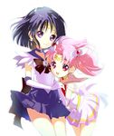  :d bishoujo_senshi_sailor_moon bob_cut chibi_usa choker circlet cowboy_shot earrings elbow_gloves gloves hair_ornament hairclip heart heart_choker jewelry kokabu light_smile looking_at_viewer multicolored multicolored_clothes multicolored_skirt multiple_girls open_mouth pink_hair pink_sailor_collar pleated_skirt purple_eyes purple_sailor_collar purple_skirt red_eyes sailor_chibi_moon sailor_collar sailor_saturn sailor_senshi_uniform short_hair skirt smile star star_choker super_sailor_chibi_moon tomoe_hotaru twintails white_background white_gloves 